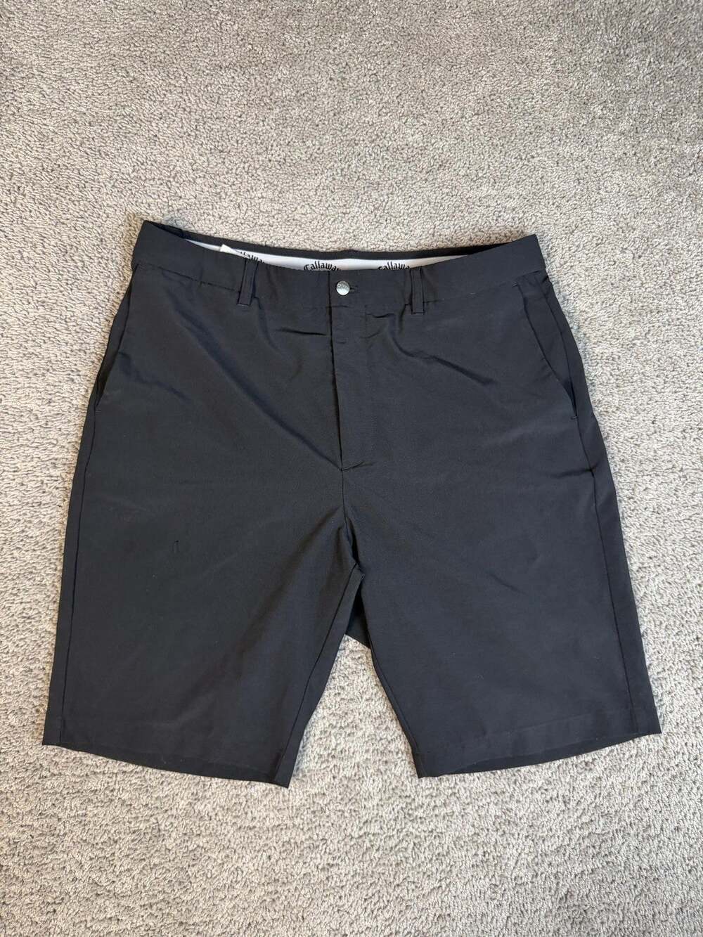 Callaway Golf Shorts Mens 36 T Black Polyester Blend Microfiber 10 Inseam Logo
